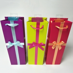 Vibrant Ribbon-Bow Single Wine Gift Bag
