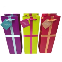 Vibrant Ribbon-Bow Single Wine Gift Bag