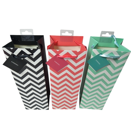 Colorful Chevron Wine Bottle Gift Bags with Coordinating Bags