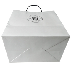 MR WEST Branded White Paper Gift Bag with Black Twisted Handles