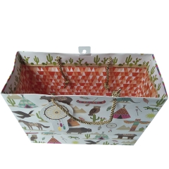 Western Adventure Paper Shopping Tote with Gold Rope Handles