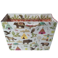 Western Adventure Paper Shopping Tote with Gold Rope Handles