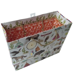 Western Adventure Paper Shopping Tote with Gold Rope Handles