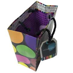 Multicolor Confetti Celebration Gift Bag with Black Twisted Handles