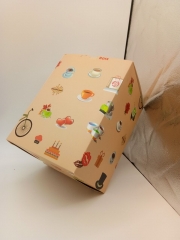 Cafe Theme Gift Packaging Box with Bicycle and Cupcake Print