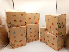 Cafe Theme Gift Packaging Box with Bicycle and Cupcake Print