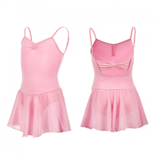 Child Short Sleeve Chiffon skirted Leotard