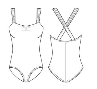 Adult Wide Strap Leotard with Crisscross Back