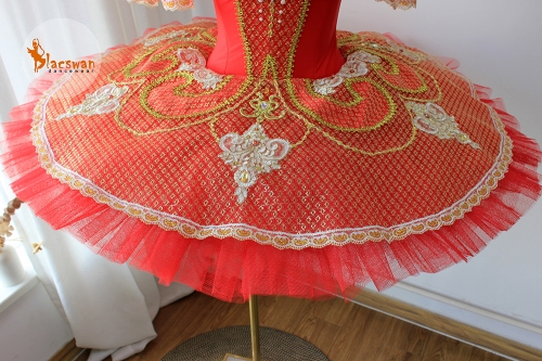 open lace back dress Red 3/4 Tutu Leotard