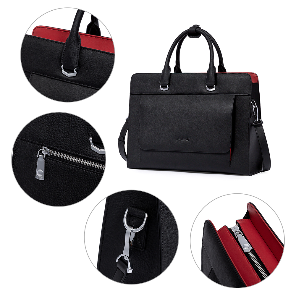 BOSTANTEN Briefcase for Women 15.6 Inch Laptop Leather Slim Business Messenger Bag Shoulder Tote Handbags 