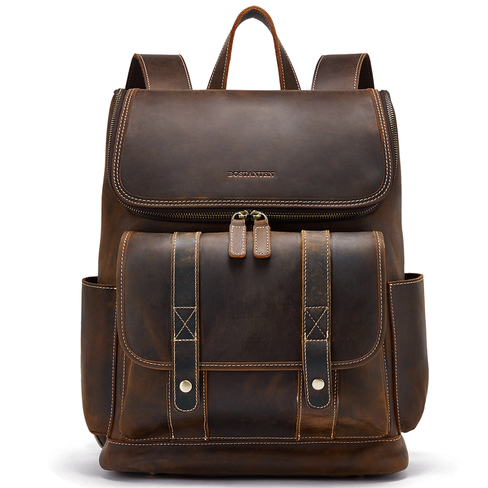 BOSTANTEN Leather Backpack 15.6 inch Laptop Backpack Vintage Travel ...