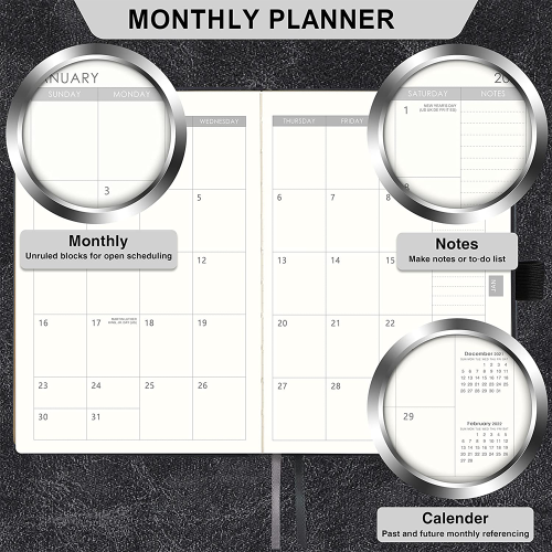 Custom A/C 2022 Planner 2022 2023 Weekly Monthly Planner 18 Month Planner with Leather Cover Pen Holder Calendar Stickers
