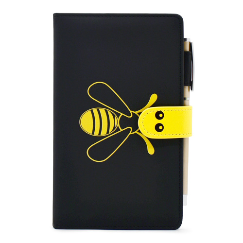 Hardcover Paper Book Personalized Logo Diary Planner PU Leather Gold Stamping Bee Notebook