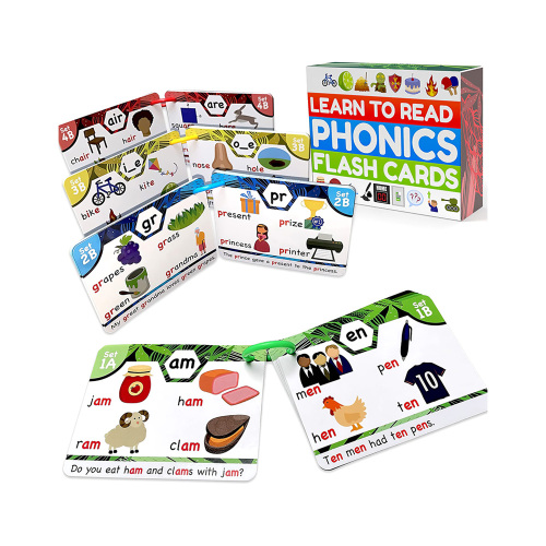 Customized Printed Flash Cards Full Color Learning Card Kids Phonic Flash Cards