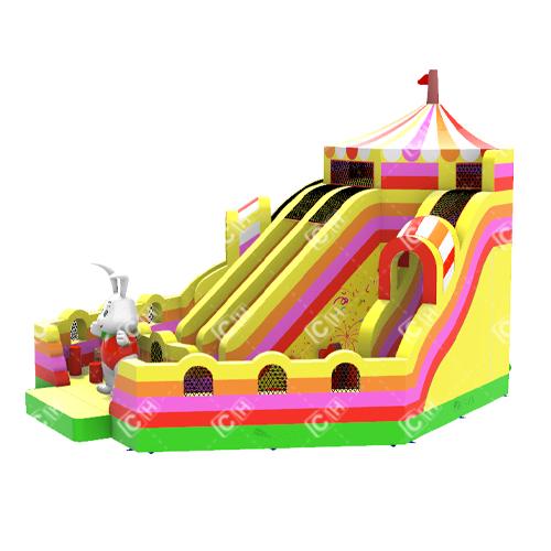 Large High Quality Plato Pvc Commercial Adult And Kids Giant Inflatable Slide Rabbit Circus Inflatable Castle