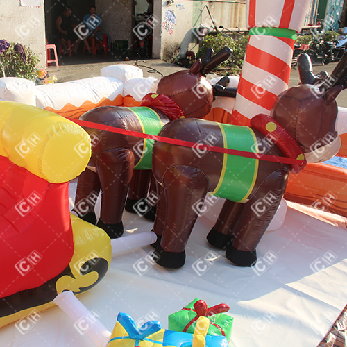 CH Festival Christmas Cartoon House Elk Sled Santa's Home Inflatable House Tent