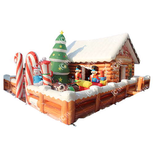Christmas Cartoon House Elk Sled Santa's Home