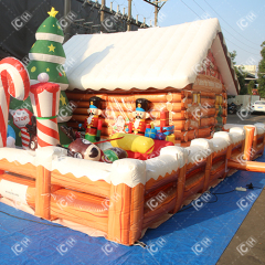 Christmas Cartoon House Elk Sled Santa's Home