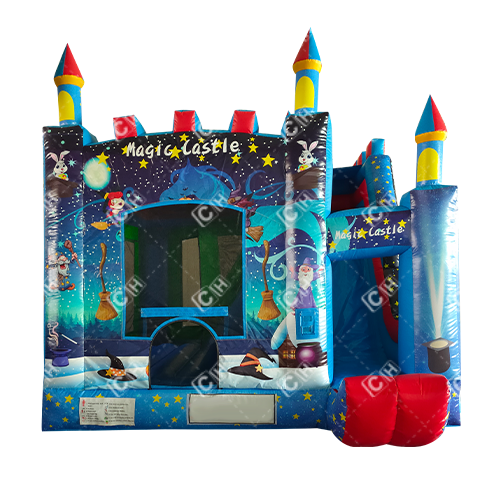 CH Commercial Magic Castle Themd Inflatable Trampoline Unique Design Halloween Magician Cartoon Inflatable Combo For Events