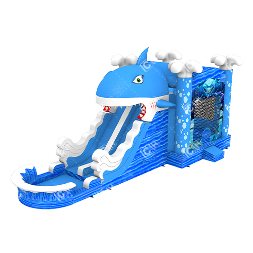 Hurricane Color Inflatable Shark Bouncer And Slide Combo Inflatable Shark Combo
