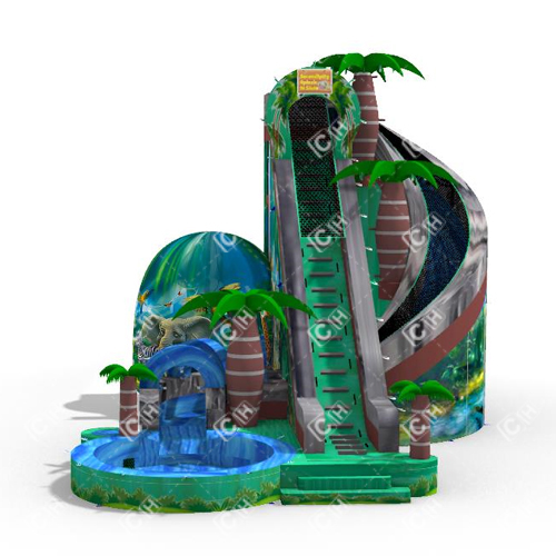 CH Modern Design Giant Forest Spiral Inflatable Water Slide With Pool