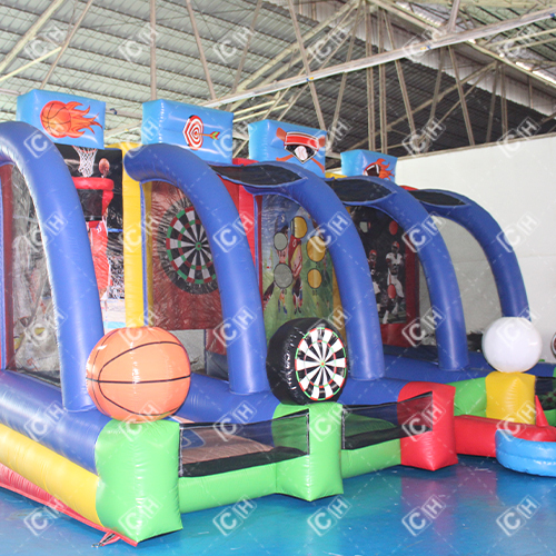 CH Inflatable Basketball Shooting Baseball American Football Goal Combo Inflatable Game For Adults