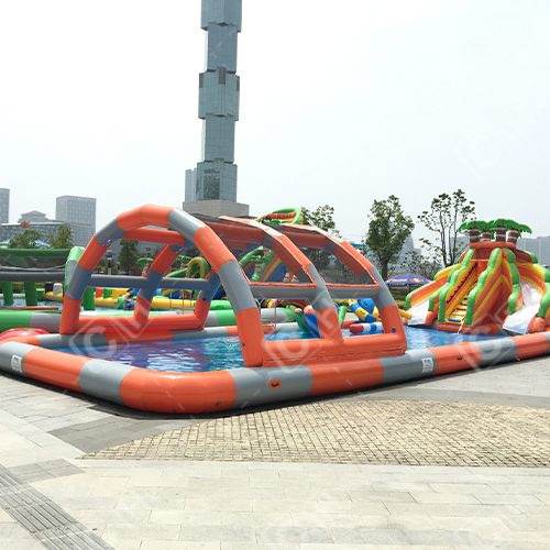 CH Hot Sales Inflatable Water Park Inflatable Crocodile Coconut Palm Mobile Pool Park