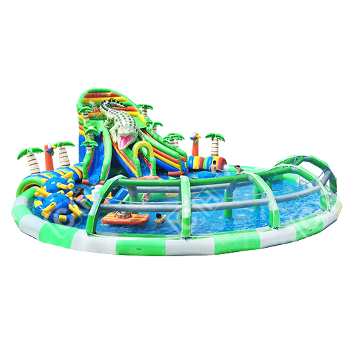 CH Hot Sales Inflatable Water Park Inflatable Crocodile Coconut Palm Mobile Pool Park