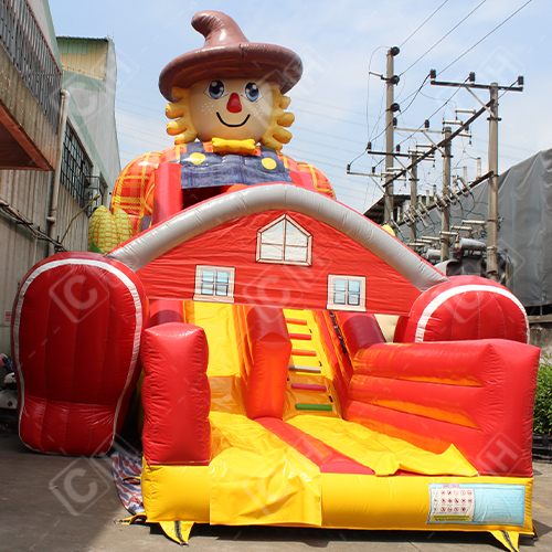 CH Giant Originality Design Orange And Yellow Farm Scarecrow Inflatable Slide