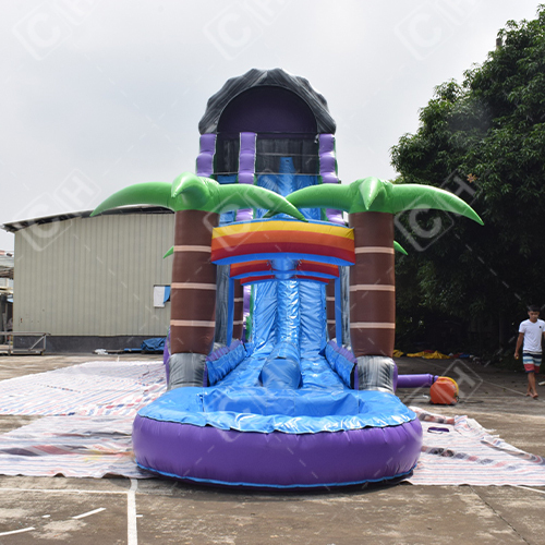 CH Giant Adults Size Purple Inflatable Water Slide For Outdoor Event Commercial Carnival Inflatable Wet Slide For Sale