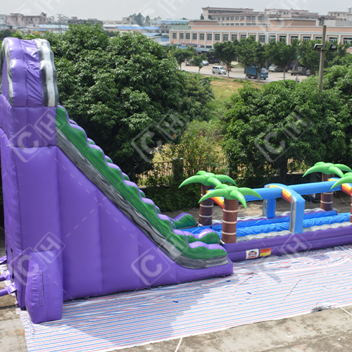 CH Giant Adults Size Purple Inflatable Water Slide For Outdoor Event Commercial Carnival Inflatable Wet Slide For Sale