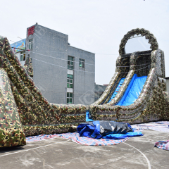 Giant Camouflage Cableway Air Slide Inflatable Slip And Slide Adult Size Scream Slide