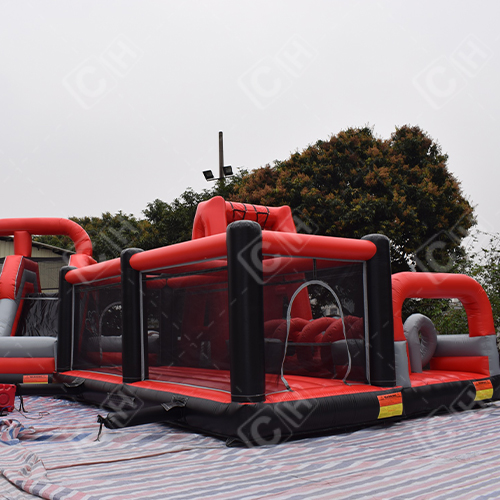 CH Large Red And Balck Inflatables Pvc Radical Run Obstacle Course Inflatable Obstacle Course For Sale