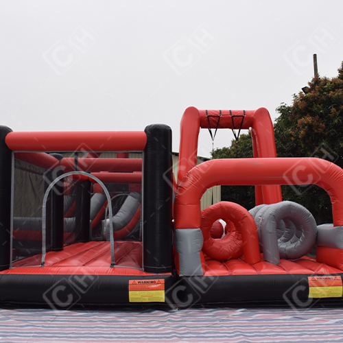 CH Large Red And Balck Inflatables Pvc Radical Run Obstacle Course Inflatable Obstacle Course For Sale