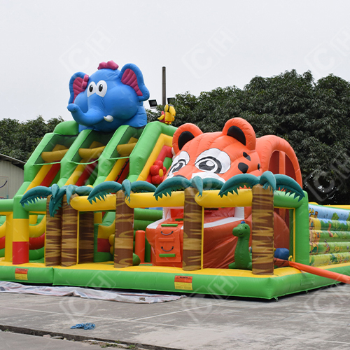 Giant Lion Elephant Animal Inflatable Combo Bouncer Casltle Inflatable Jumping Bouncer With Slide For Kids