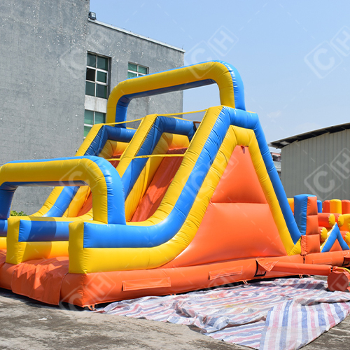 CH Crazy Outdoor Obstacle Course With Dry Slide Challenging Inflatable Sport Game Party Jumping Bouncy Slide Obstacle Course