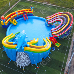 CH Factory Direct Sales Giant Shark Marine Inflatable Water Park With A Variety Of Slides And Pools