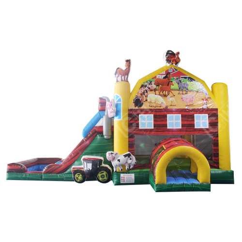 CH Car Theme Commercial Inflatable Bounce House Slide With Swimming Pool Inflatable Wet Slide Combo Castle For Sale