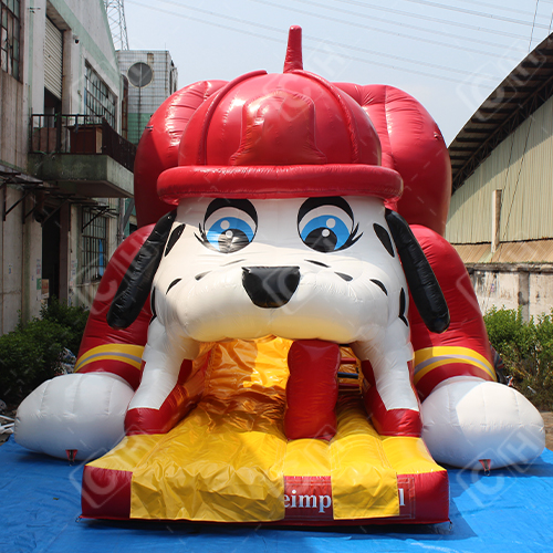 CH Large Inflatable Red Fire Spotted Dog Slide Inflatable Dry Slide