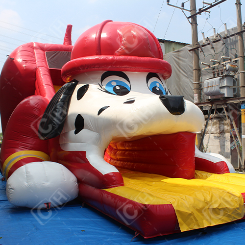 CH Large Inflatable Red Fire Spotted Dog Slide Inflatable Dry Slide