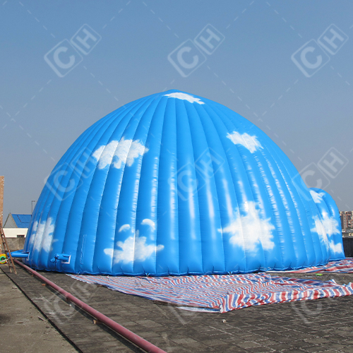 CH Giant Blue And White Inflatable Dome Tent With LED Light Inflatable Party Tent For Sale