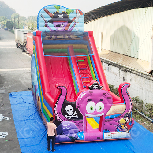 CH Outdoor Commercial Inflatable Slide Purple Octopus Pirate Adventure Group Inflatable Dry Slide