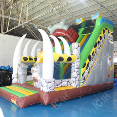 CH Outdoor Backyard Stone Age Theme Inflatable Slide Inflatable Dry Slide For Rent