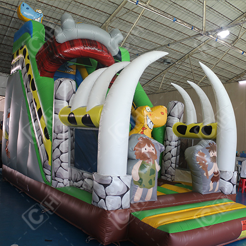 CH Outdoor Backyard Stone Age Theme Inflatable Slide Inflatable Dry Slide For Rent