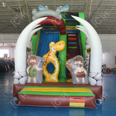 CH Outdoor Backyard Stone Age Theme Inflatable Slide Inflatable Dry Slide For Rent