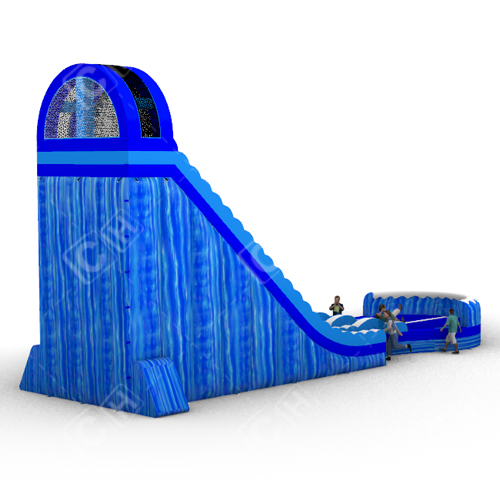 CH Hurricane Color Super Long Blue Exciting Double Slide Inflatable Water Slide With Swimming Pool