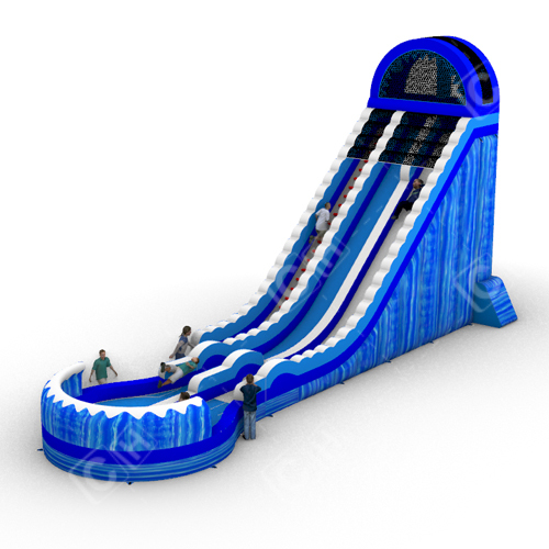CH Hurricane Color Super Long Blue Exciting Double Slide Inflatable Water Slide With Swimming Pool