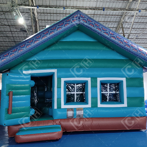 CH 2023 Most Popular Blue Purple Green And Brown Simple Style Snow House Theme Inflatable Bouncer