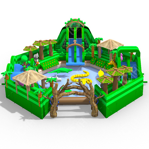 CH Large Outdoor Amusement Inflatable Theme Park Commercial Forest Animals Theme Movable Inflatable Aqua Park