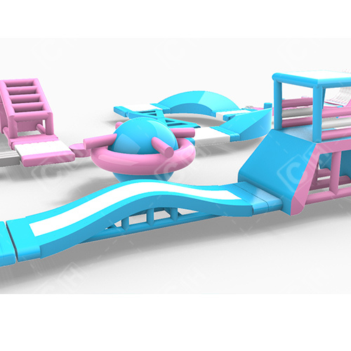 CH Lake Inflatable Water Park White Blue Pink Ocean Park Inflatable Theme Aqua Park